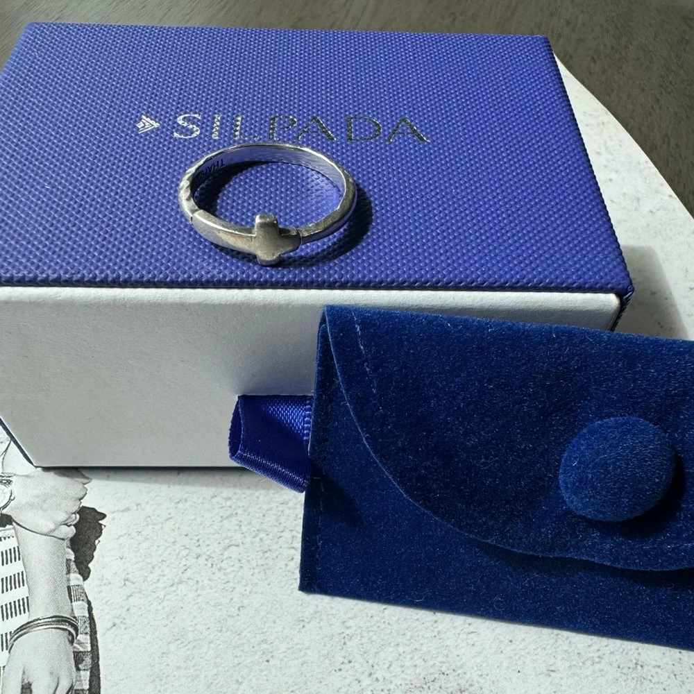 Silpada Simple Cross Ring In Pouch With Box - Picture 6 of 11